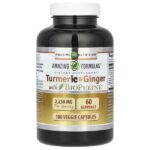 куркума и имбирь с BioPerine, 180 растительных капсул — Amazing Nutrition