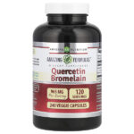 кверцетин с бромелаином, 240 растительных капсул — Amazing Nutrition