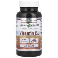 Витамин B6, 25 мг, 250 таблеток — Amazing Nutrition