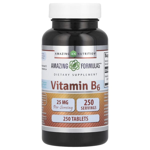 amn02359_v_24.jpg Витамин B6, 25 мг, 250 таблеток — Amazing Nutrition