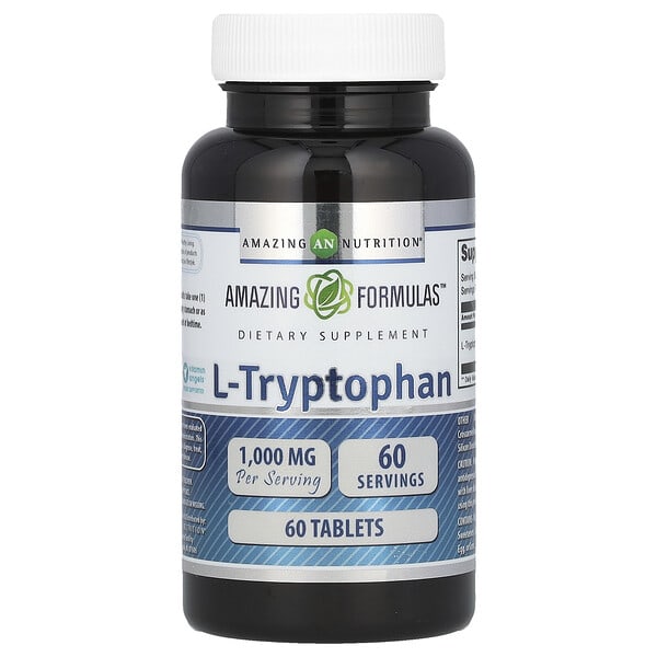 amn02375_v_28.jpg L-триптофан, 1000 мг, 60 таблеток — Amazing Nutrition