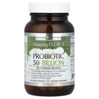 Amazing Flora™, пробиотик, 50 миллиардов, 60 растительных капсул — Amazing Nutrition