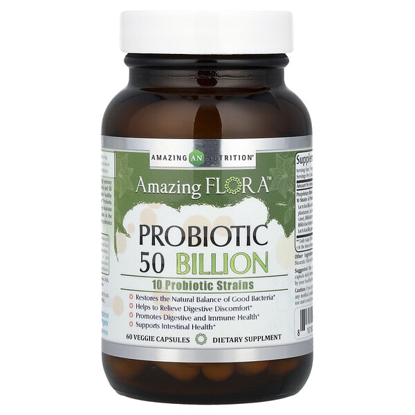 amn02409_v_24.jpg Amazing Flora™, пробиотик, 50 миллиардов, 60 растительных капсул — Amazing Nutrition