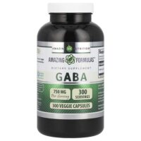 ГАМК, 750 мг, 300 растительных капсул — Amazing Nutrition