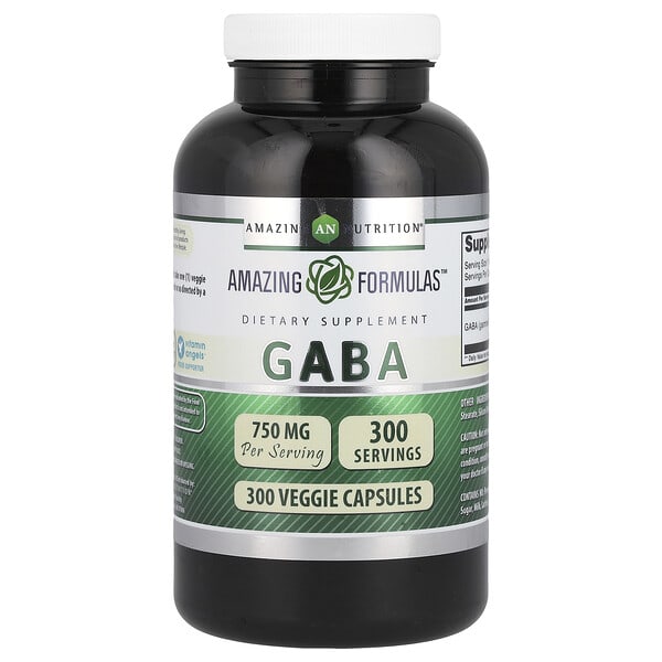 amn02611_v_28.jpg ГАМК, 750 мг, 300 растительных капсул — Amazing Nutrition