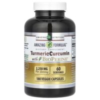 куркумин с экстрактом черного перца, 180 вегетарианских капсул — Amazing Nutrition