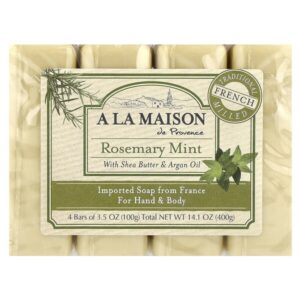 кусковое мыло для рук и тела, розмарин и мята, 4 шт. по 100 г (3,5 унции) — A La Maison de Provence