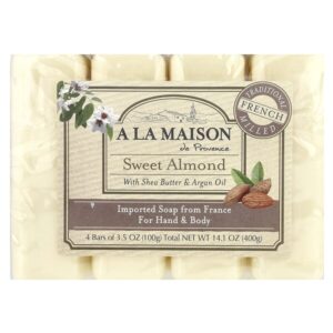 мыло для рук и тела, сладкий миндаль, 4 бруска по 100 г (3,5 унции) — A La Maison de Provence