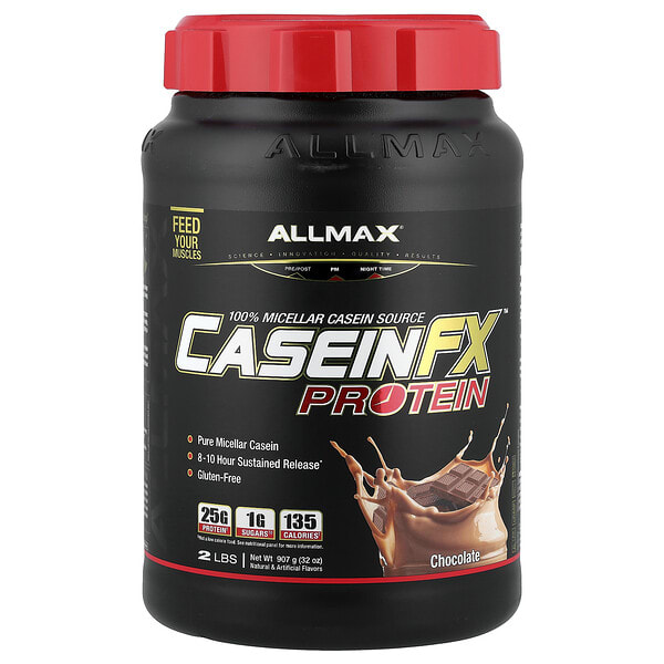 amx20215_v_43.jpg Casein-FX™, 100% мицеллярный протеин казеина, шоколад, 907 г (2 фунта) — ALLMAX
