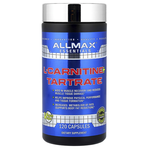 amx20241_v_52.jpg Essentials, L-карнитин и тартрат, 120 капсул — ALLMAX