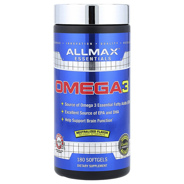 amx20255_v_60.jpg Essentials, омега-3, 180 капсул — ALLMAX