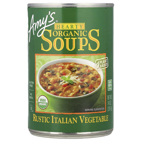 amy00538_v_10.jpg Hearty Organic Soups, итальянские деревенские овощи, 397 г (14 унций) — Amy's