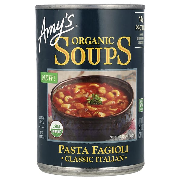 amy03003_v_10.jpg Organic Soups, паста фаджоли, классическая итальянская, 387 г (13,65 унции) — Amy's