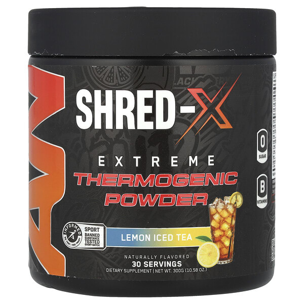 anh20182_v_8.jpg Shred-X, Extreme Thermogenic Powder, лимонный чай со льдом, 300 г (10,58 унции) — ABE