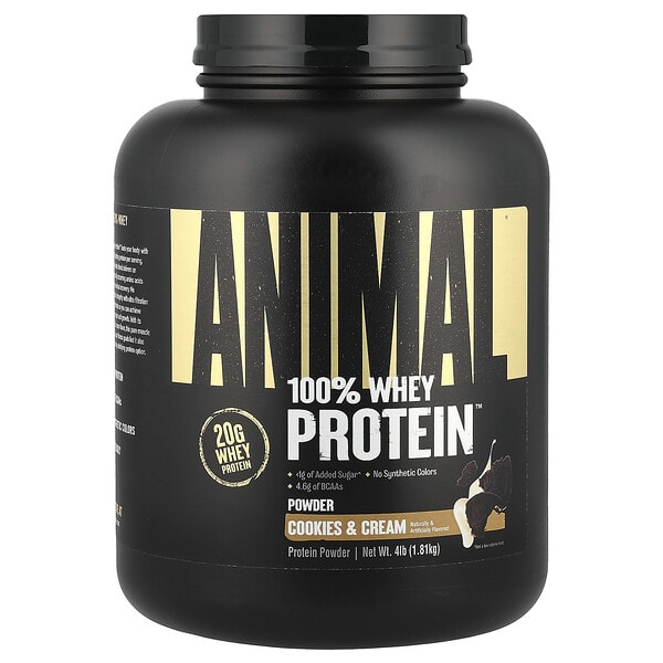 anm00100_v_8.jpg 100% Whey Protein™, порошок из сывороточного протеина Whey Protein™, печенье и сливки, 1,81 кг (4 фунта) — Animal