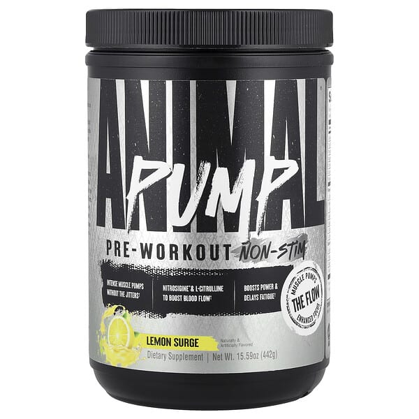 anm02004_v_8.jpg Pump™, предтренировочный комплекс без стимуляторов, со вкусом лимона, 442 г (15,59 унции) — Animal