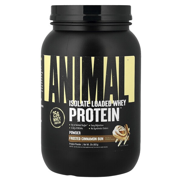 anm03137_v_8.jpg Isolate Loaded Whey Protein™, порошок из сывороточного протеина, со вкусом булочки с корицей, 907 г (2 фунта) — Animal