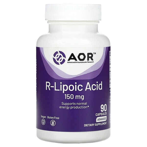 aor08005_v_45.jpg R-липоевая кислота, 150 мг, 90 капсул — Advanced Orthomolecular Research AOR