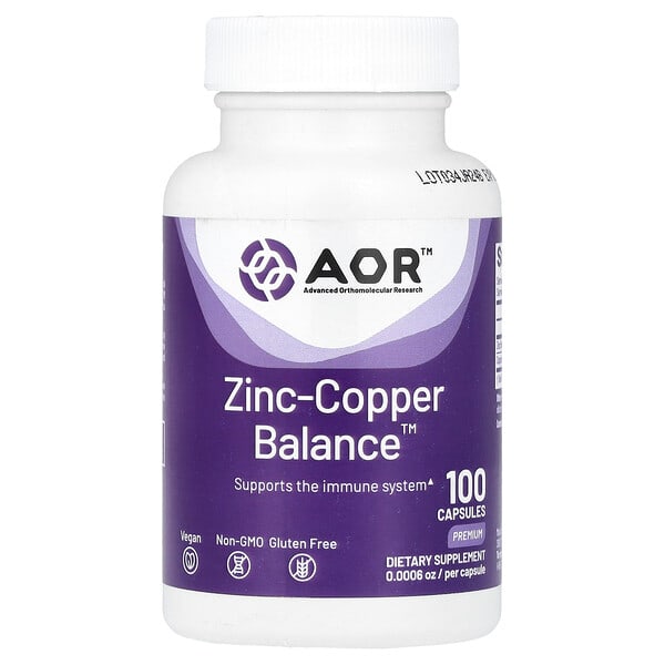 aor08291_v_59.jpg Zinc-Copper Balance™, 100 капсул — Advanced Orthomolecular Research AOR