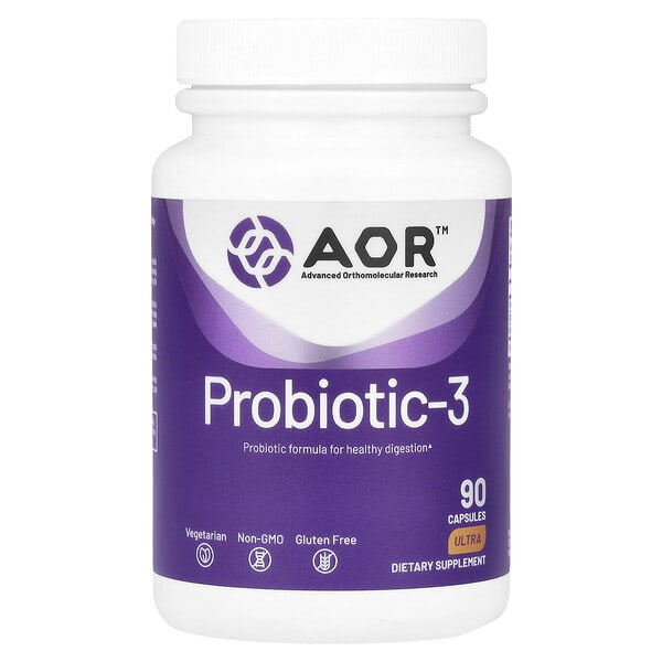 aor08999_v_61.jpg Probiotic-3, пробиотики, 90 капсул — Advanced Orthomolecular Research AOR
