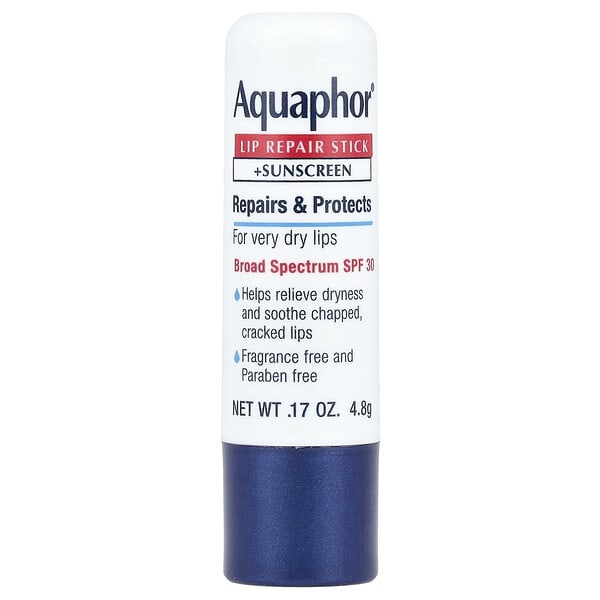aqp03122_v_24.jpg Стик для восстановления губ + солнцезащитный крем, SPF 30, без отдушек, 4,8 г (0,17 унции) — Aquaphor