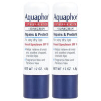 Стик для восстановления губ + солнцезащитный крем, SPF 30, без отдушек, 2 стика по 4,8 г (0,17 унции) — Aquaphor