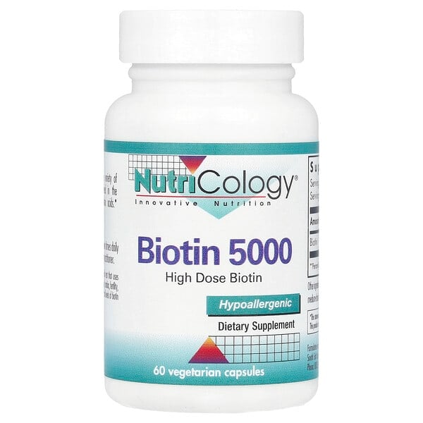arg50350_v_40.jpg Биотин 5000, 60 вегетарианских капсул — Nutricology