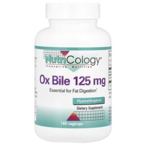 бычья желчь, 125 мг, 180 растительных капсул — Nutricology