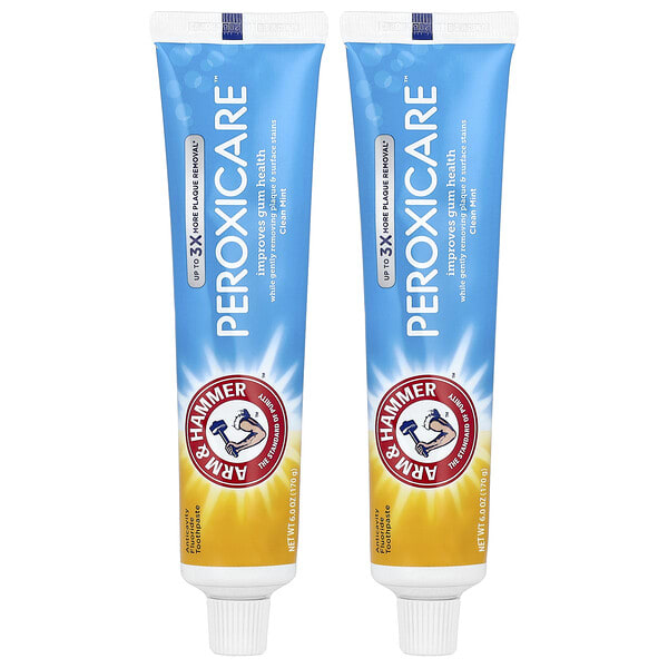 arh00127_v_55.jpg PeroxiCare, Deep Clean, зубная паста против кариеса с фтором, чистая мята, двойная упаковка, 170 г (6,0 унций) каждая — Arm & Hammer