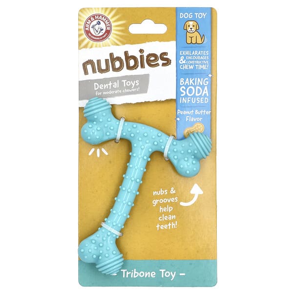 arh76705_v_9.jpg Nubbies, стоматологическая игрушка для массажа десен, Tribone, арахисовое масло, 1 шт. — Arm & Hammer