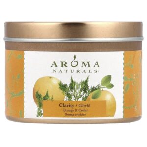 Soy VegePure®, олово для путешествий, свеча, апельсин и кедр, 79,38 г (2,8 унции) — Aroma Naturals