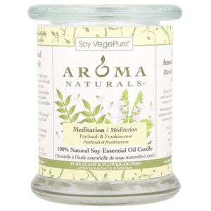 Soy VegePure®, соевая свеча среднего размера, пачули и ладан, 260 г (8,8 унции) — Aroma Naturals