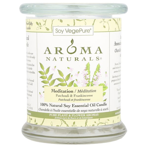 arn53423_v_40.jpg Soy VegePure®, соевая свеча среднего размера, пачули и ладан, 260 г (8,8 унции) — Aroma Naturals