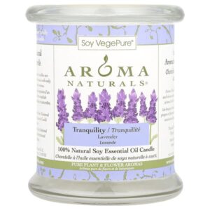 Soy VegePure®, свеча из 100% натурального соевого масла, Tranquility, лаванда, 260 г (8,8 унции) — Aroma Naturals