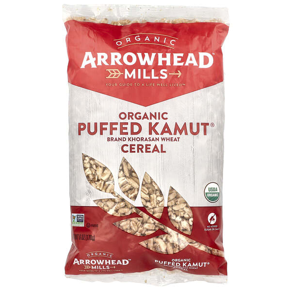 arw47434_v_15.jpg Органические воздушные хлопья Kamut®, 170 г (6 унций) — Arrowhead Mills