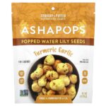 AshaPops, Popped Water Lily Seeds, куркума и чеснок, 28 г (1 унция)