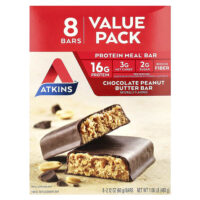 Protein Meal Bar, протеиновые батончики, шоколад и арахисовая паста, 8 батончиков по 60 г (2,12 унции) — Atkins