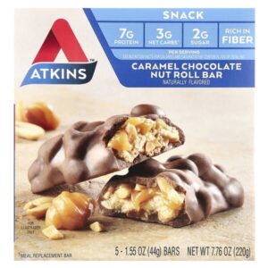 карамельный шоколадно-ореховый батончик, 5 шт. по 44 г (1,55 унции) — Atkins