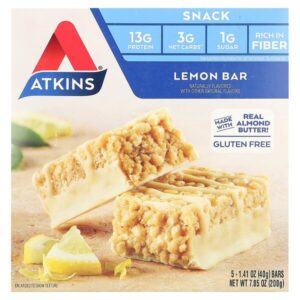 Лимонный батончик, 5 батончиков, весом 40 г (1,41 унции) каждый — Atkins
