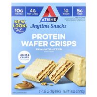 Anytime Snacks, протеиновые вафли, с арахисовой пастой, 5 шт. по 36 г (1,27 унции) — Atkins