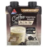 Кофейный протеиновый коктейль со льдом, Cafe Au Lait, 4 коктейля, 325 мл (11 жидк. унц.) — Atkins