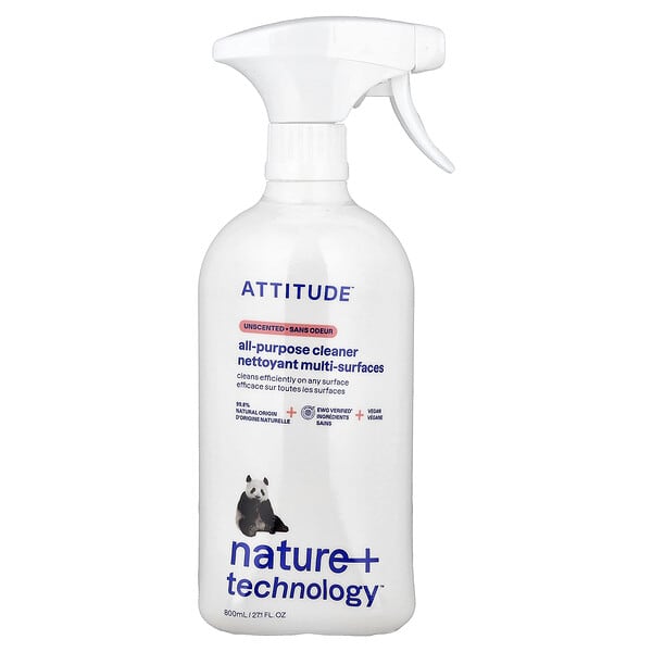 att10190_v_12.jpg Nature + Technology™, универсальное очистительное средство, без запаха, 800 мл (27,1 жидк. унции) — ATTITUDE