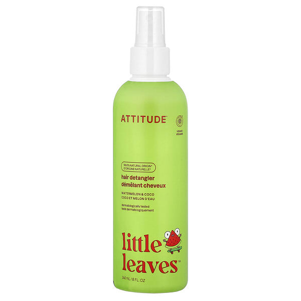 att11127_v_8.jpg Little Leaves™, средство для расчесывания волос, арбуз и кокос, 240 мл (8 жидк. унций) — ATTITUDE