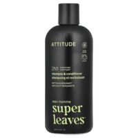Super Leaves™, 2N1 укрепляющий шампунь и кондиционер для мужчин, матча и бергамот, 415 мл (14 жидк. унций) — ATTITUDE