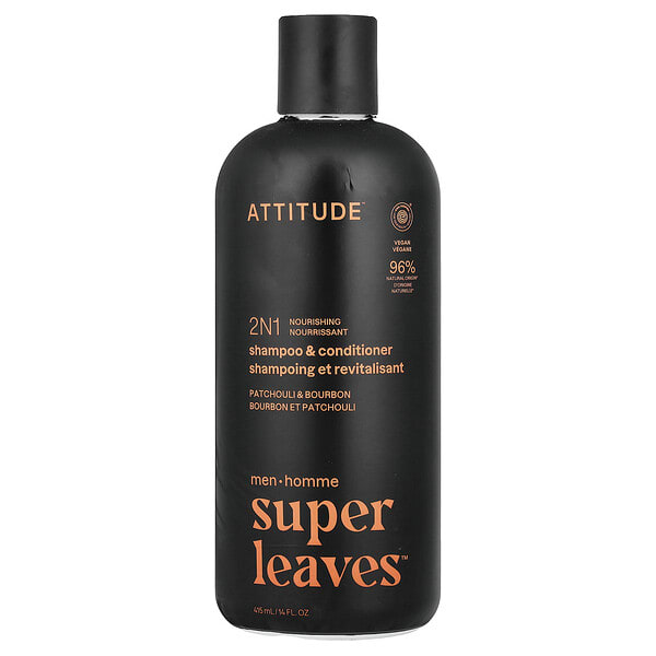 att11713_v_8.jpg Super Leaves™, 2N1 питательный шампунь и кондиционер для мужчин, пачули и бурбон, 415 мл (14 жидк. унций) — ATTITUDE