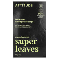 Super Leaves™, кусковое мыло для тела, для мужчин, матча и бергамот, 113 г (4 унции) — ATTITUDE