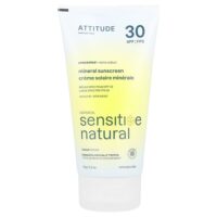 Минеральное солнцезащитное средство, натуральная овсянка, SPF 30, без запаха, 150 г (5,2 унции) — ATTITUDE