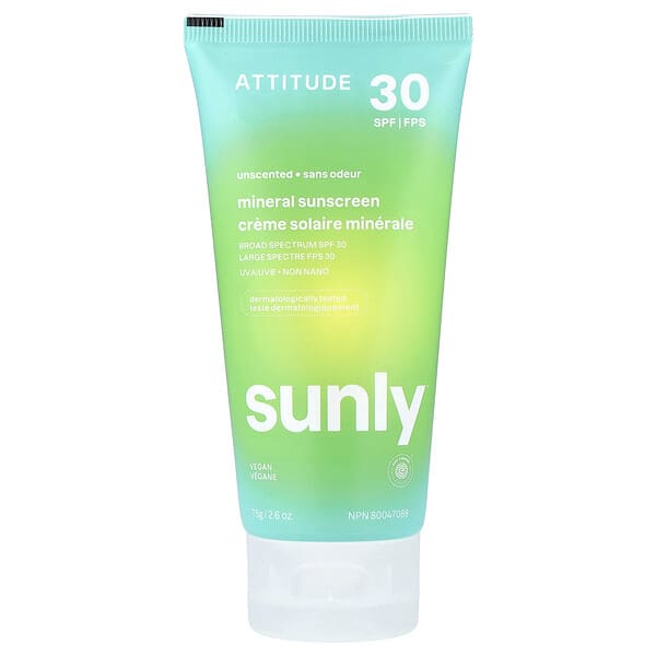 att16023_v_64.jpg Sunly, солнцезащитное средство на минеральной основе, SPF 30, без запаха, 75 г (2,6 унции) — ATTITUDE