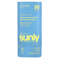 Sunly, минеральный солнцезащитный стик для детей, SPF 30, без запаха, 60 г (2,1 унции) — ATTITUDE