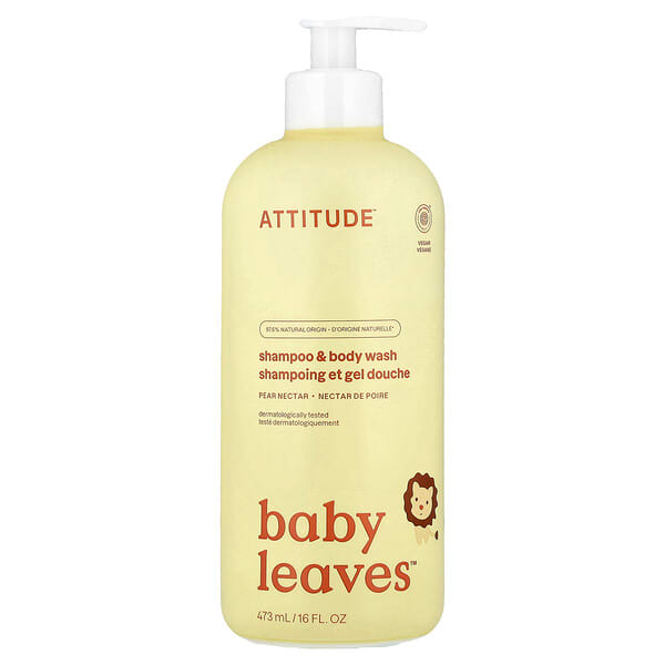 att16612_v_58.jpg Little Leaves Science, натуральный шампунь и гель для душа 2 в 1, грушевый нектар, 473 мл (16 жидк. унций) — ATTITUDE